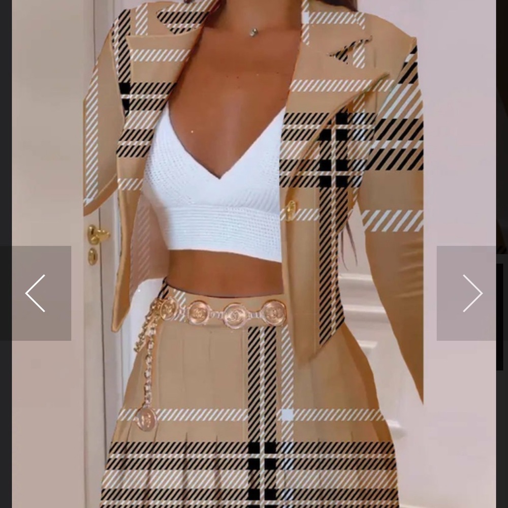 Plaid like designer skirt blazer outfit office cheer or tennis